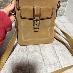 Vintage Coach suede Tan Leather Crossbody Bag